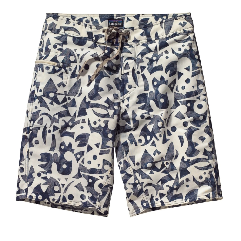 PATAGONIA Wavefarer Boardshorts Swim Trunks Blue Print Surf Large 36